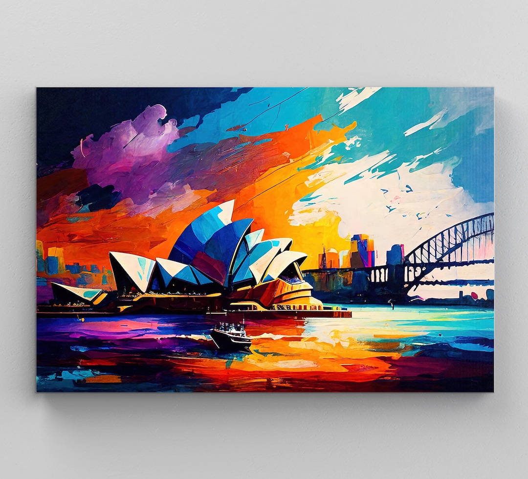 Sydney Print, Sydney Skyline, Oil Painting Canvas Wall Art, Sydney