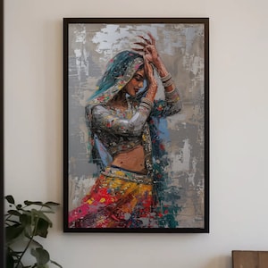 Rajasthani Woman Canvas Print - Indian Woman Art - Indian Painting for Wall Decor Ready to Hang - Housewarming Gift - Living Room Art Gift