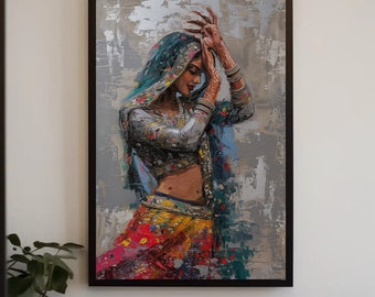 Rajasthani Woman Canvas Print - Indian Woman Art - Indian Painting for Wall Decor Ready to Hang - Housewarming Gift - Living Room Art Gift