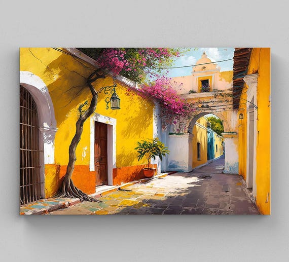 Izamal Mexico Street Art Print, Yellow Wall Decor - Etsy