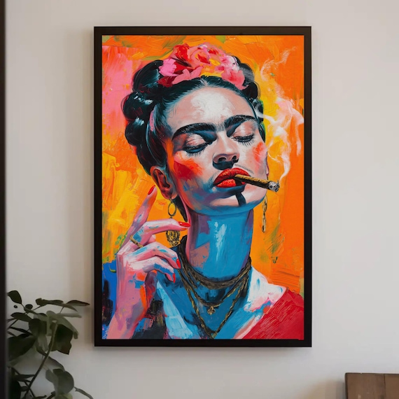 frida kahlo cigarette Frida Kahlo Painting, Mexican Wall Art, Frida Kahlo Smoking Cigarette  Canvas Print, Mexico Painting, Mexican Gift for Her, Ready to Hang