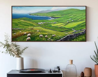Dingle Peninsula Ireland Canvas Wall Art, Irish Countryside Painting