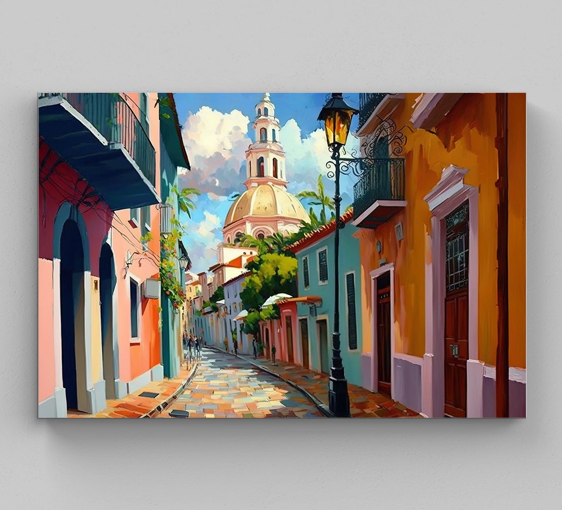 Puerto Rico Canvas Old San Juan Art Original Oil Painting Etsy