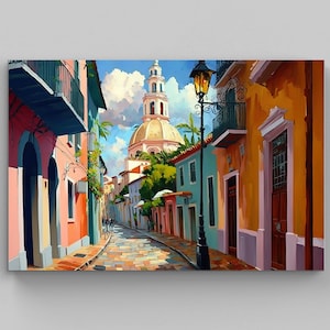Puerto Rico Canvas - Old San Juan Art - Original Oil Painting of Puerto Rico - Perfect Gift - Puerto Rican art - Puerto Rico Framed Canvas