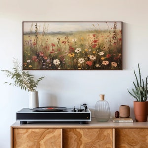 Wildflower Field Impressionist Oil Painting Wall Art, Large Wall Decor, Wildflower Field Print, Vintage Flower Field, Ready To Hang