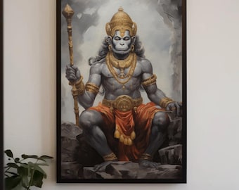 Lord Hanuman Canvas Print: Hindu God, Spiritual Wall Art