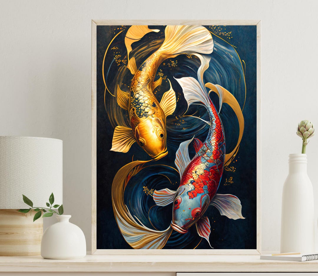 Koi Fish Canvas Print – Modern Abstract Wall Art - Etsy