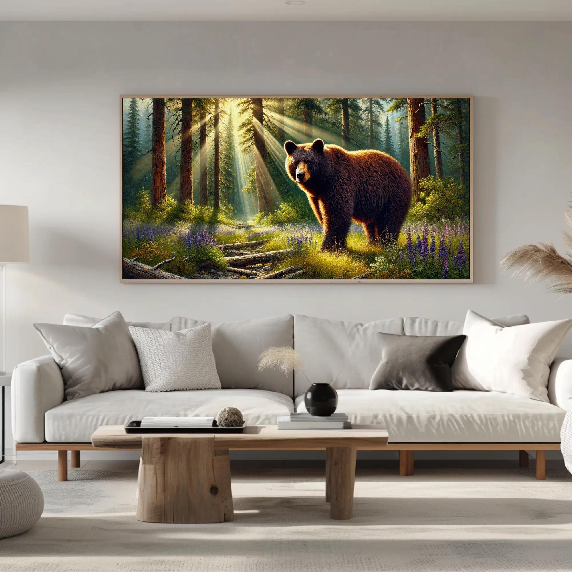 Black Bear Canvas Print | Forest Meadow, Rustic Cabin Decor - Etsy