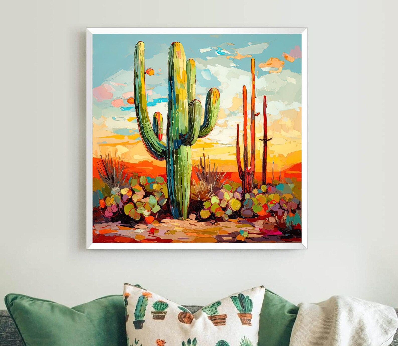 Saguaro Cactus Canvas Print | Desert Botanical Wall Art - Etsy