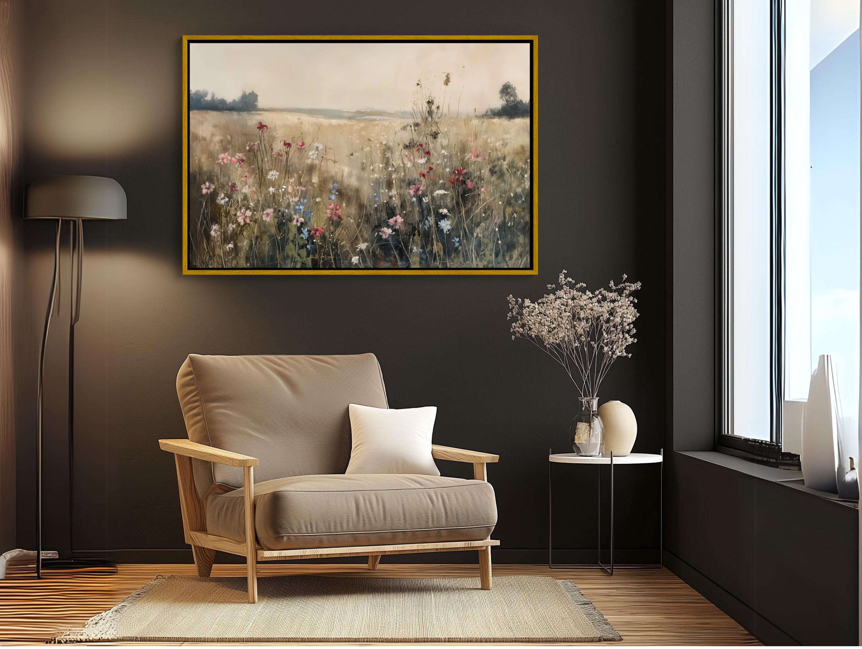 Vintage Wildflower Field Canvas Print | Elegant Rustic Floral Wall Art ...