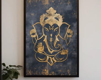 Ganesh Ji Framed Canvas Print | Minimalist Indian Wall Art