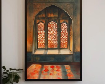 Indian Palace Window Canvas Print | Rajasthani Heritage Wall Art