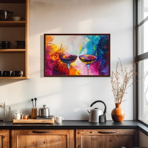 Colorful Wine Glass Painting Canvas Print Wine Lover Art Wine Glass Painting Kitchen Wall Art  Gift for Wine Enthusiast Ready To Hang