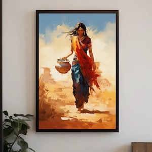 Indian Woman Canvas Print, Traditional Wall Art, Desi Decor