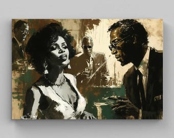 African American Jazz Canvas Art – Abstract Women, Framed Print