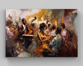 African American Jazz Canvas Art – Abstract Women, Framed Print