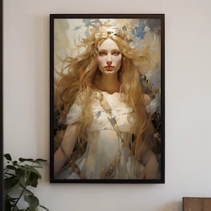 Freya Norse Goddess Portrait on Canvas - Mythology Wall Art - Framed Lady Freya - Goddess Canvas Art - Devine Feminine Decor