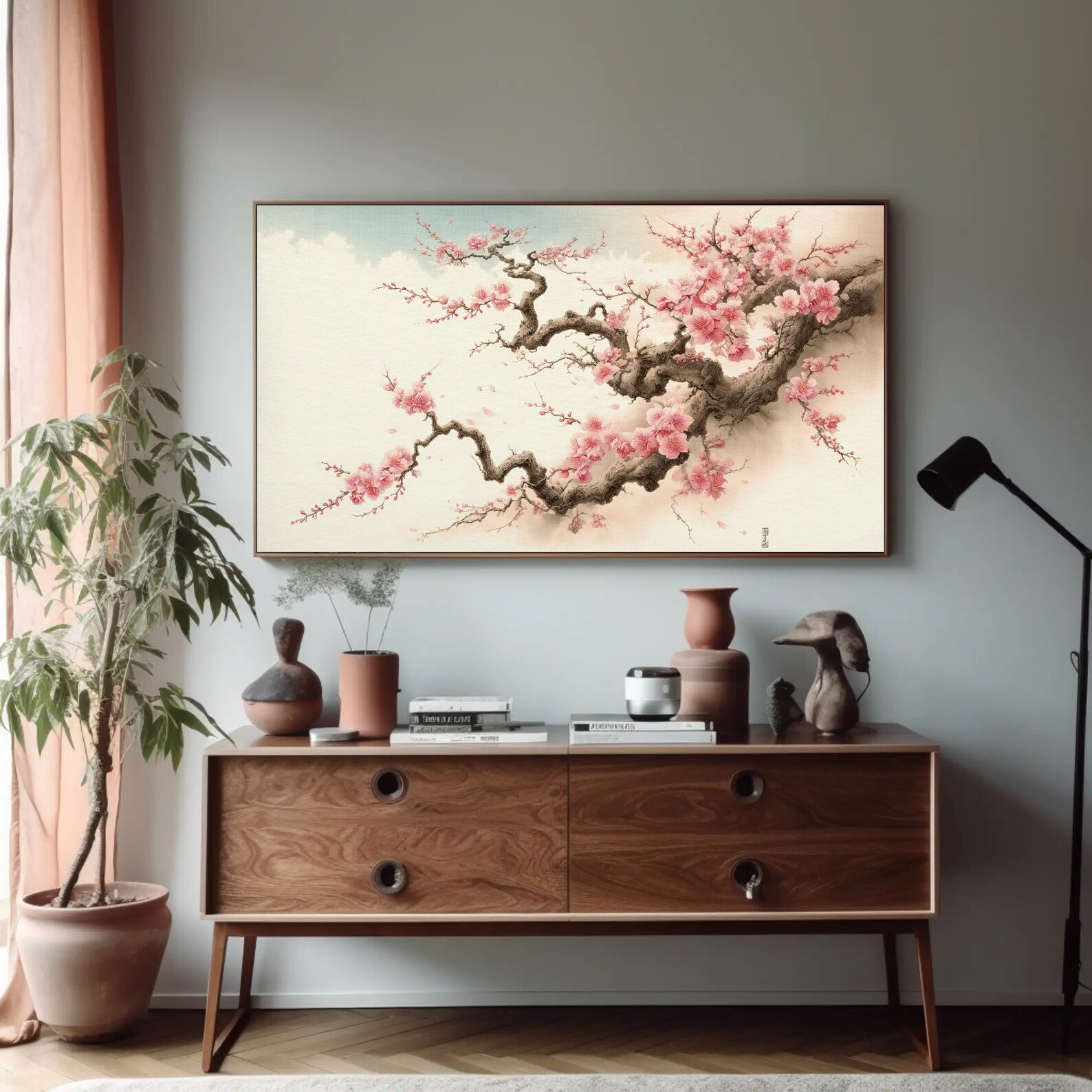 Cherry Blossom Canvas Print, Serene Sakura Tree Wall Art, Japanese ...