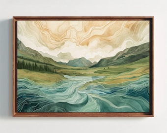 Scottish Highlands Canvas Print, Abstract Landscape Wall Art