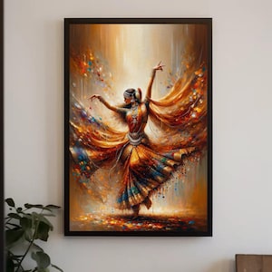 Indian Dancer Art Print, Elegance in Motion, Cultural Wall Decor