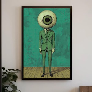 Eye-Head Man Surreal Canvas Print, Creative Office Art