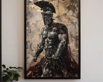 Spartan Warrior Canvas Print – Motivational Game Room Wall Art