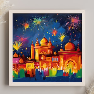India Diwali Night Canvas