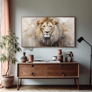 Lion Portrait Painting - Abstract Wildlife Canvas Wall Art image 4