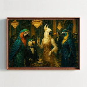 Art Deco Bird Gala Canvas Print | 1920s Flapper Animal Party