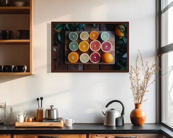 Citrus Fruits Kitchen Canvas Art – Vibrant Dining Room Print