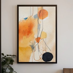 Orange Brown Blue Black Abstract Wall Art, Boho Canvas Decor, Modern Art Decor, Living Room Decor, Canvas Home Decor