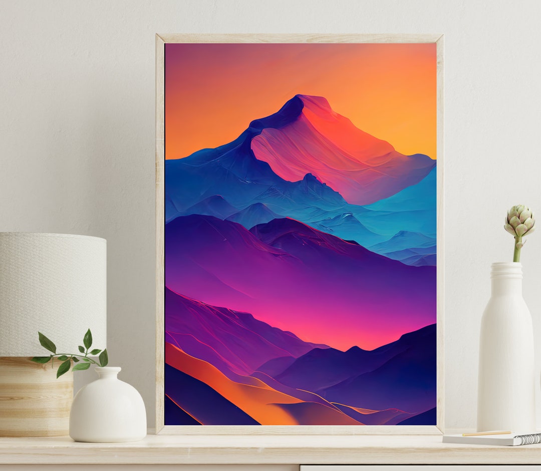 Mountain Wall Art Abstract Mountain Art Living Room Wall Etsy