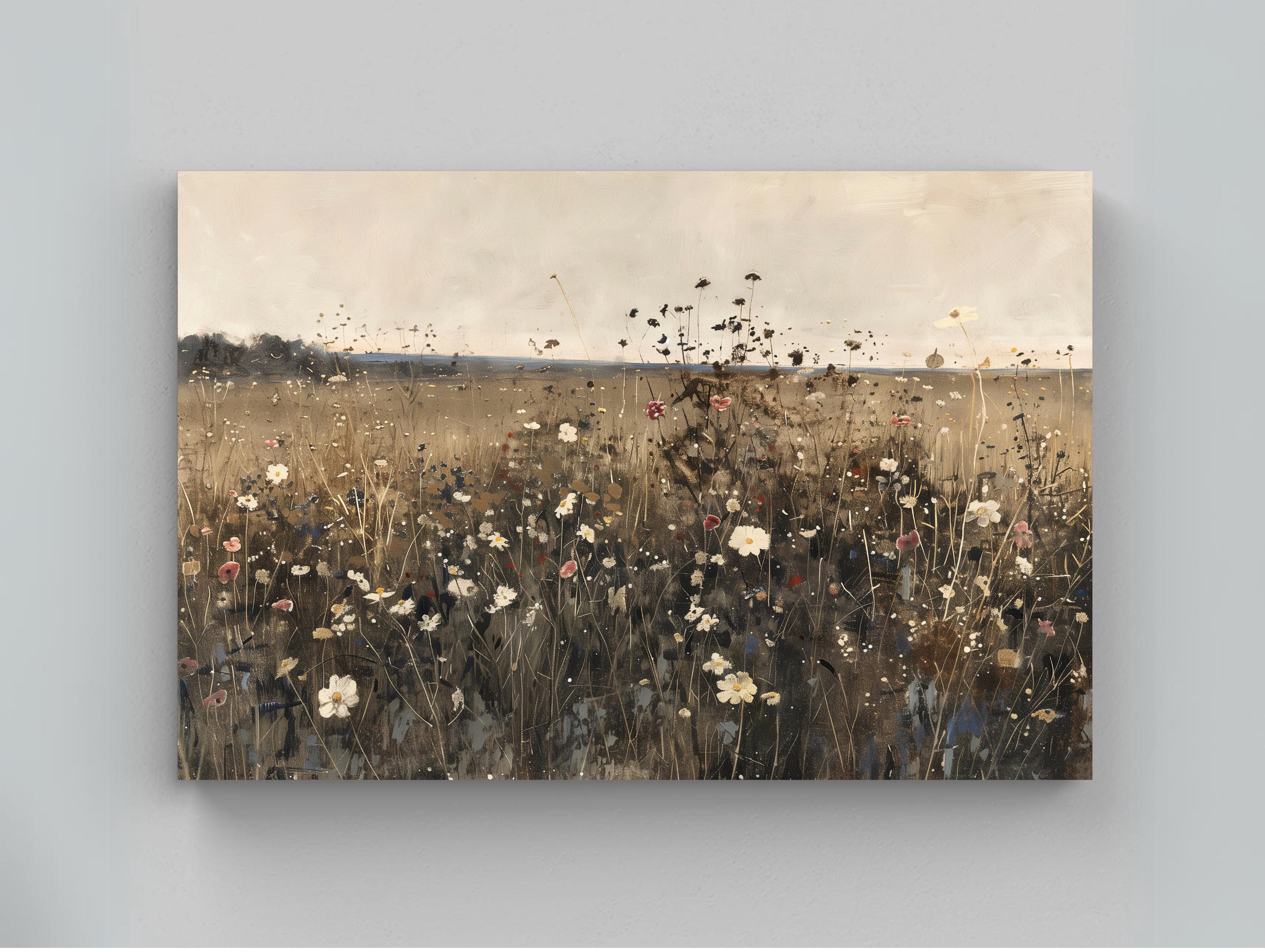 Wildflower Field Canvas Print | Vintage Floral Wall Art, Framed - Etsy