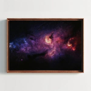Purple Galaxy Nebula Space Canvas Print – Cosmic Star Cloud Universe Painting Wall Art for Astronomy Lovers and Sci Fi Room Decor