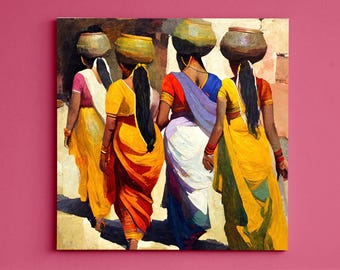 Indian Women Art Print, Traditional Desi Wall Decor