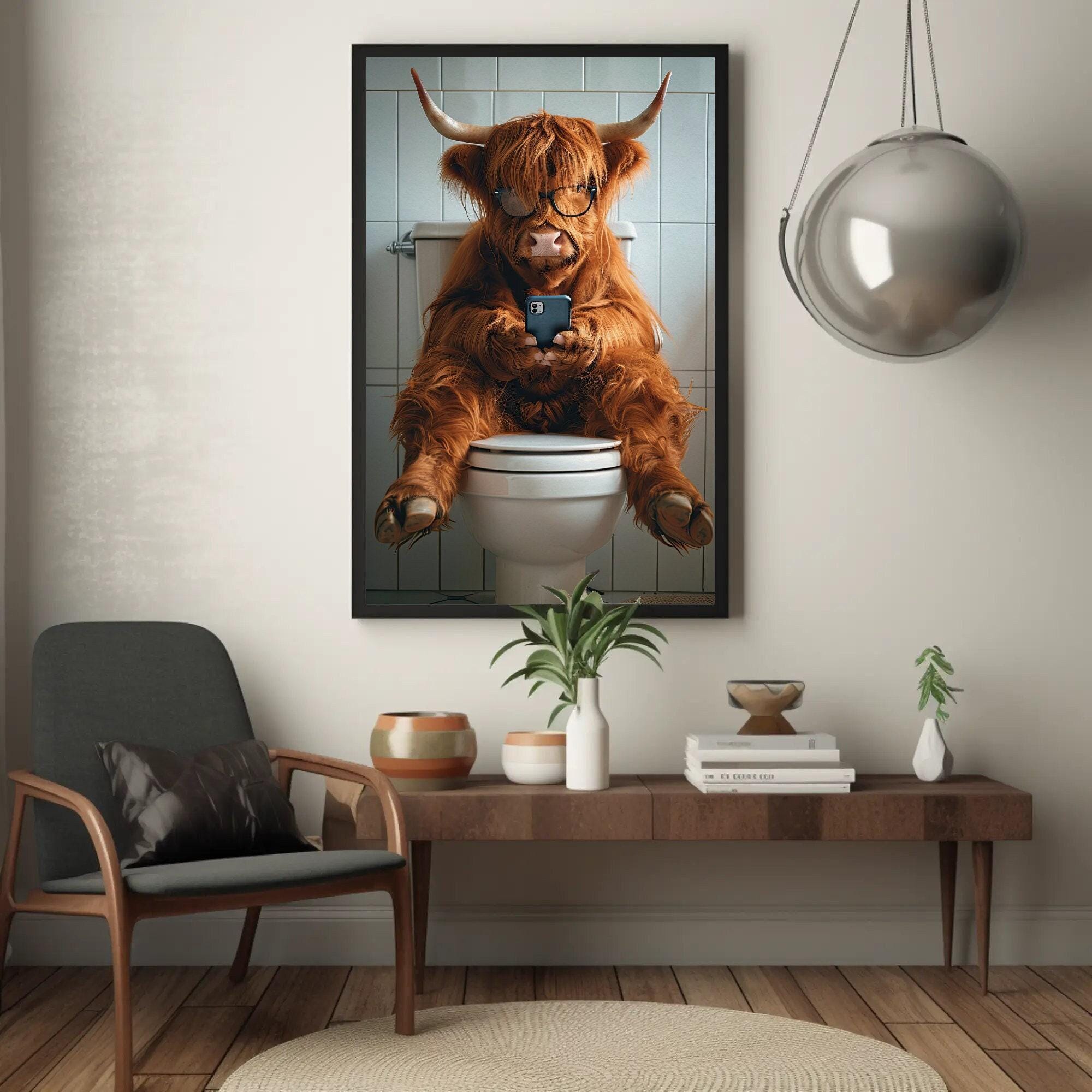 Canvas poster - Kat op het toilet - muurposter - binnenposter