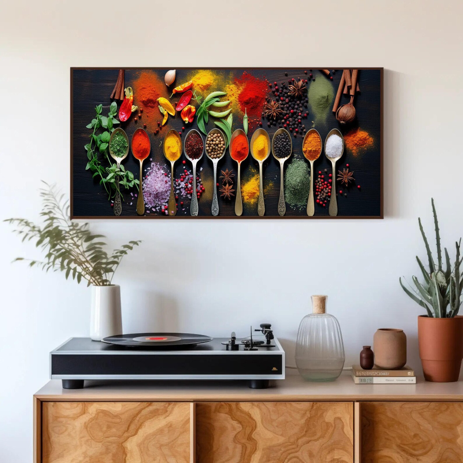 3 panels condiments in the kitchen wall art canvas... Herbs and Spices Large Canvas Kitchen Decor Print Modern Decor Framed ...