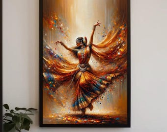 Indian Dancer Art Print, Elegance in Motion, Cultural Wall Decor