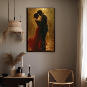 Romantic Couple in Rain Canvas Print, Paris Art, Bedroom Decor, Over the Mantel Wall Decor, Romantic Wall Art, Gift for Couple, Gift for Her
