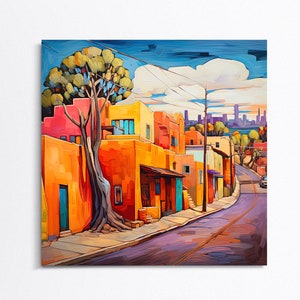 Santa fe Art Print, Santa fe New Mexico, Santa fe Street Art Home Decor Canvas Art Print