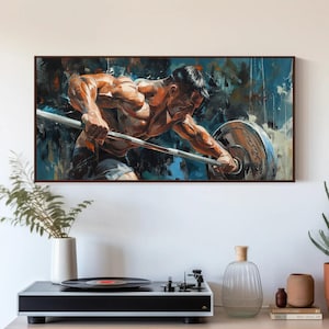 Lifting Motivation Long Canvas Gym Decor, Home Gym Motivational Painting, Gift For Him, Framed Poster Ready To Hang