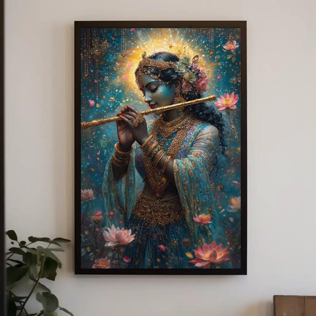 Radha Art Nouveau Canvas Print, Hindu Goddess, Spiritual Wall Decor - Etsy