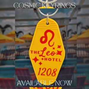 Cosmic astrology zodiac motel hotel keyring key chain vintage 1950s palm springs