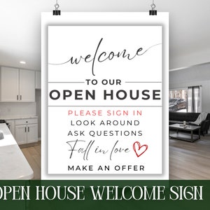 Stylish Printable Open House Welcome Sign | Instant Download for Realtors | Open House Real Estate Welcome Sign |