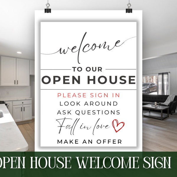 Printable Open House Real Estate Welcome Sign | Real Estate Open House Flyer | Open House Sign In | Open House Template |