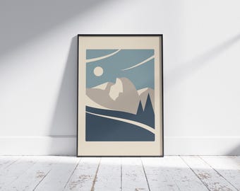 Minimalist Half Dome Poster – Yosemite National Park Wall Art