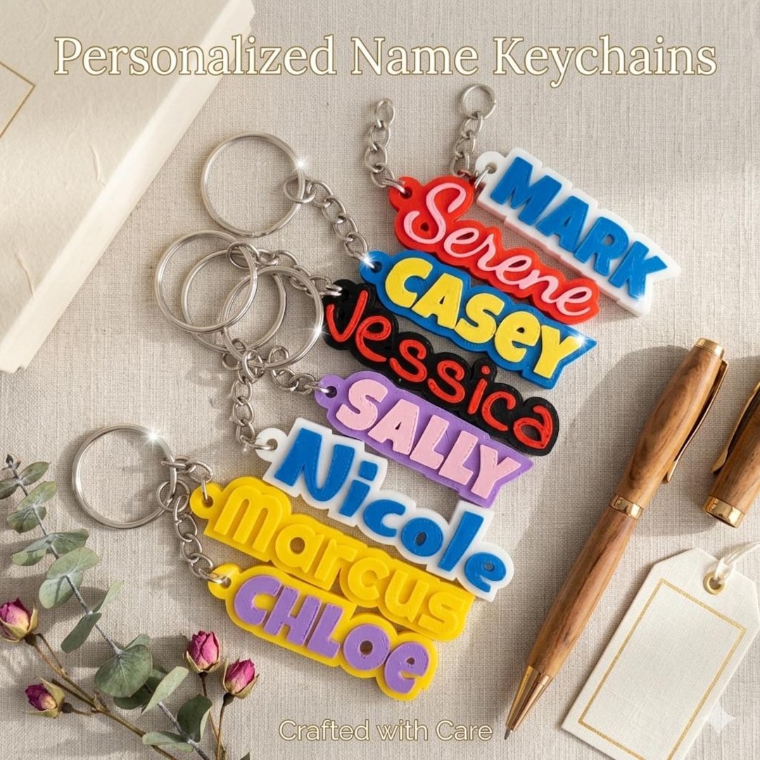 Custom 3D Printed Name Keychain, Personalized Backpack Tag for