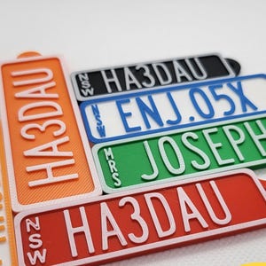 Personalized Number Plate Keychain, Custom 3D Printed License Plate Style Tag, License Number Plate Rego Style Key Tag,Colorful Gift for Her