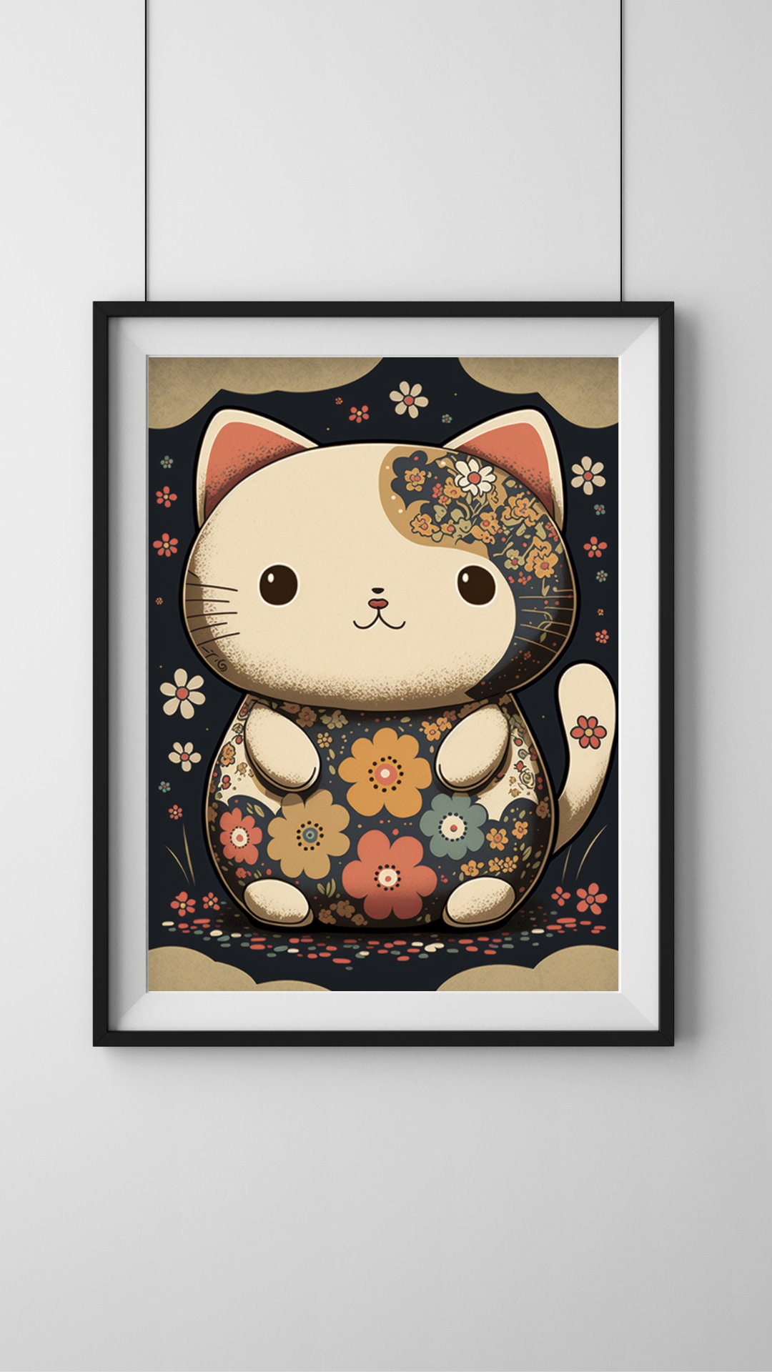 Japanese Surreal19 Cute Cat Digital Art Print AI Generated Wall Art ...