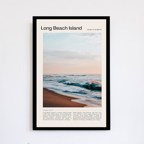 Long Beach Island, NJ Poster | Travel Poster | Vintage Long Beach Island New Jersey Poster | Color | Digital Download |